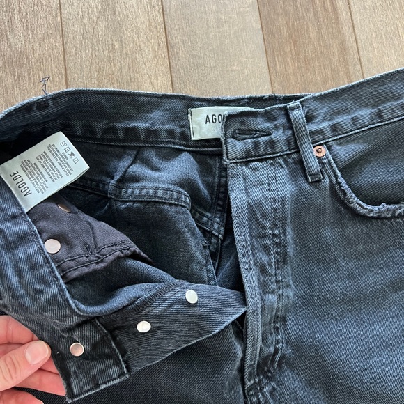AGOLDE Black Riley High Rise Straight Crop Jeans - Picture 2 of 3